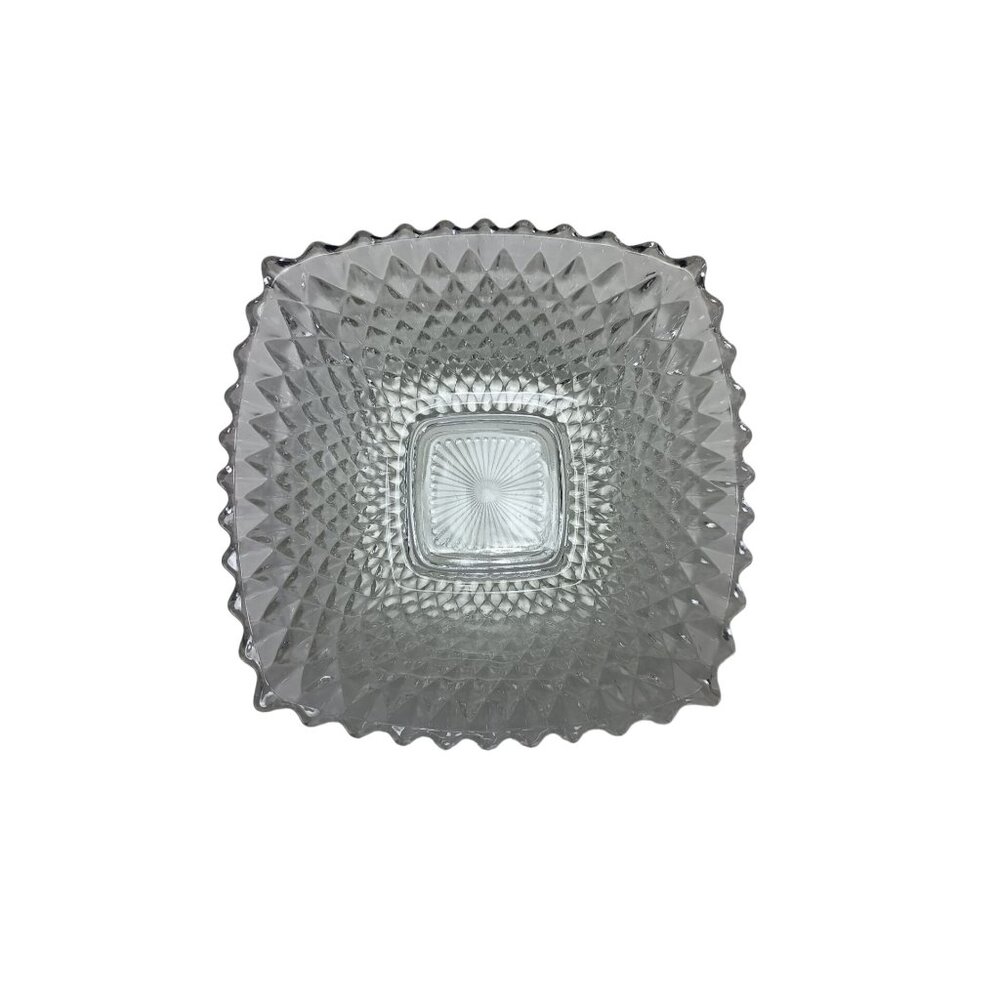 Indiana Clear Glass Diamond Quilt Square Candy Dish Nut Snack Bowl Vintage - Picture 2 of 9